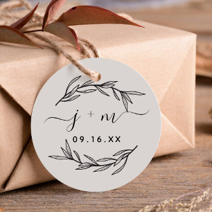 Rustic Laurel Leaves Script Initials Wedding Favour Tags