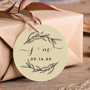Rustic Laurel Leaves Script Initials Wedding Favour Tags