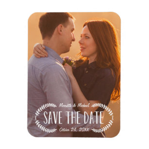 Rustic Laurel Photo Save the Date Magnet