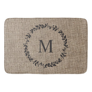 Rustic Laurel Wreath Farmhouse Style Monogrammed S Bath Mat