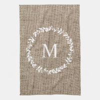 Rustic Laurel Wreath Farmhouse Style Monogrammed