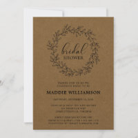 Rustic Laurel Wreath Kraft Bridal Shower