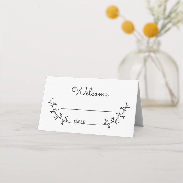 Rustic Laurels Wedding Place Card (Front)