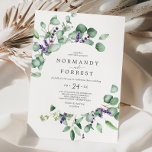 Rustic Lavender and Eucalyptus Casual Wedding Invitation<br><div class="desc">This rustic lavender and eucalyptus casual wedding invitation is perfect for a simple and elegant outdoor wedding. The floral design features watercolor eucalyptus leaves and greenery with sprigs of purple wildflowers.</div>