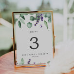Rustic Lavender and Eucalyptus Table Number<br><div class="desc">This rustic lavender and eucalyptus table number is perfect for a simple and elegant outdoor wedding. The floral design features watercolor eucalyptus leaves and greenery with sprigs of purple wildflowers. The card prints on the front and back (double-sided). Add each table number that you need to your cart individually.</div>