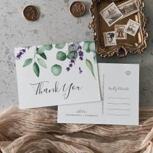Rustic Lavender and Eucalyptus Thank You Postcard