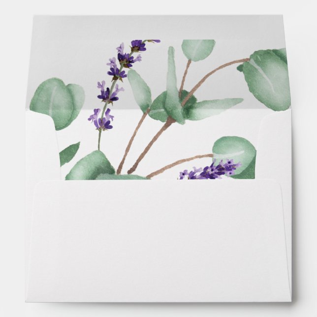 Rustic Lavender and Eucalyptus Wedding Invitation Envelope (Back (Bottom))