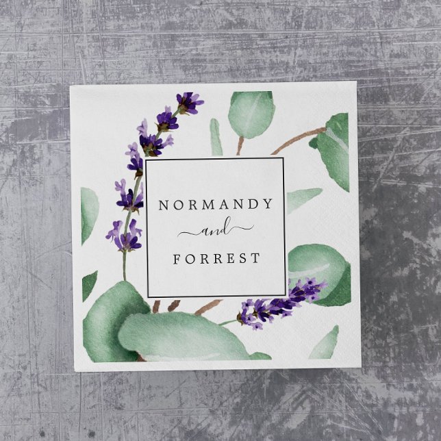 Rustic Lavender and Eucalyptus Wedding Napkin (Creator Uploaded)