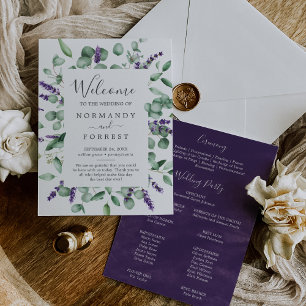 Rustic Lavender and Eucalyptus Wedding Program Programme