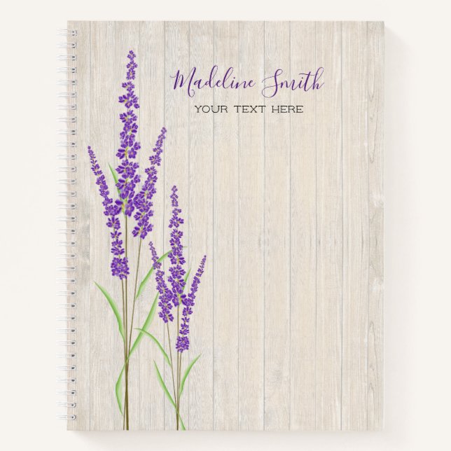 Rustic Lavender Botanical | Customisable Notebook (Front)
