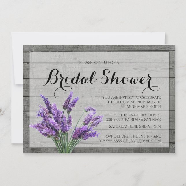 RUSTIC LAVENDER BRIDAL SHOWER INVITATION (Front)