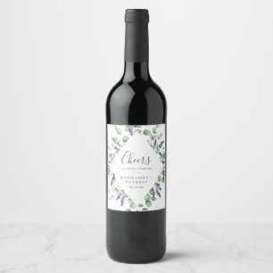 Rustic Lavender Cheers Wedding Wine Labels
