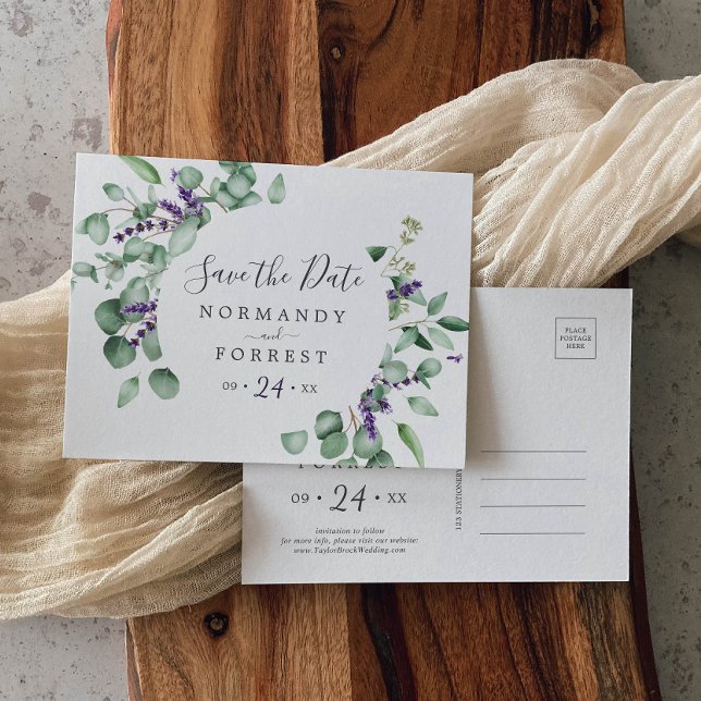 Rustic Lavender Circle Save the Date Postcard (Creator Uploaded)