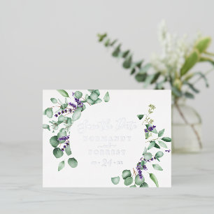 Rustic Lavender Circle   Silver Foil Save the Date Foil Invitation Postcard