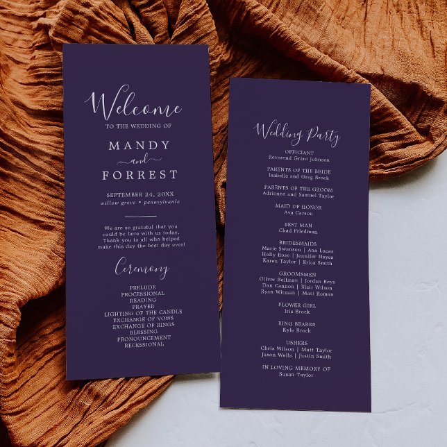Rustic Lavender Coordinate Plum Wedding Program Programme (Creator Uploaded)