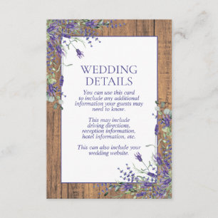 Rustic Lavender Eucalyptus Botanical Wood Details Enclosure Card