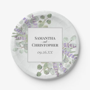 Rustic Lavender & Eucalyptus Elegant Boho Wedding Paper Plate