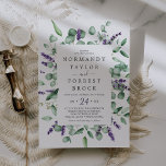 Rustic Lavender & Eucalyptus Floral Frame Wedding Invitation<br><div class="desc">This rustic lavender and eucalyptus floral frame wedding invitation is perfect for a simple and elegant outdoor wedding. The floral design features watercolor eucalyptus leaves and greenery with sprigs of purple wildflowers.</div>