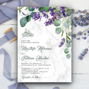 Rustic Lavender Eucalyptus Marble Islamic Wedding Invitation