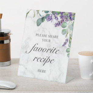 Rustic Lavender Eucalyptus Recipe Cards Here Pedestal Sign