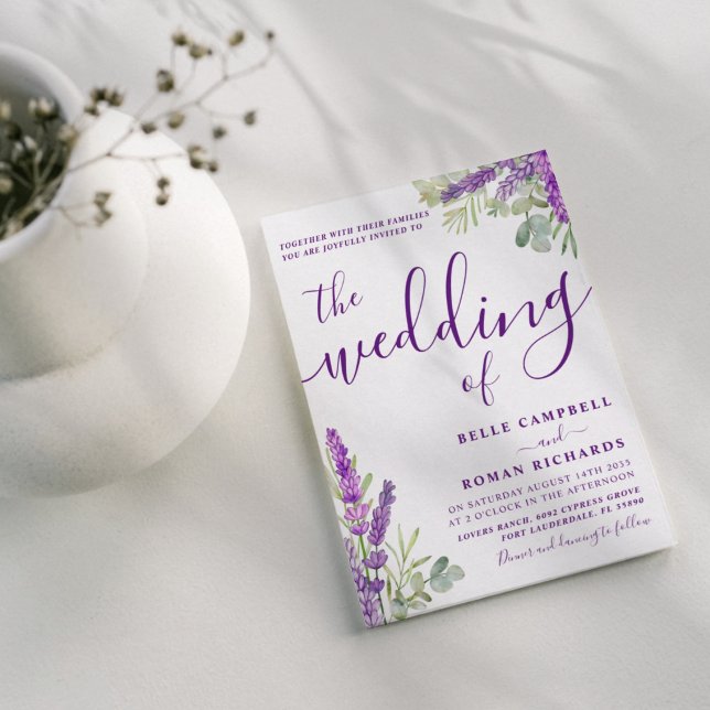 Rustic Lavender & Eucalyptus Sage & Lilac Wedding Invitation (Creator Uploaded)