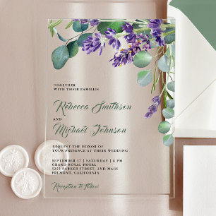 Rustic Lavender Eucalyptus Wedding Acrylic Invitations