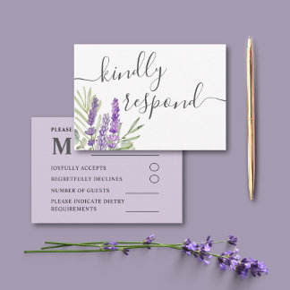Rustic Lavender & Eucalyptus Wedding RSVP Card