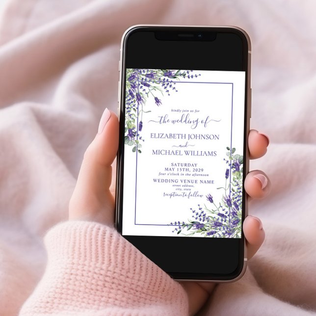 Rustic Lavender Eucalyptus Wood Script Wedding Inv Invitation (Creator Uploaded)