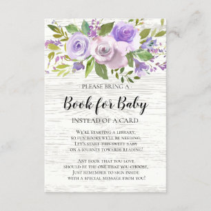 Rustic Lavender Floral Baby Shower Book for Baby Enclosure Card
