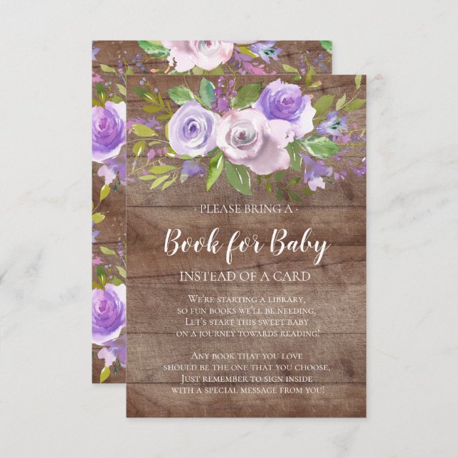 Rustic Lavender Floral Baby Shower Book for Baby Invitation (Front/Back)