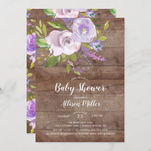 Rustic Lavender Floral Baby Shower Invitation