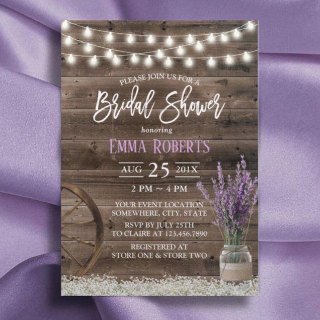 Rustic Lavender Floral Jar Country Bridal Shower Invitation (Creator Uploaded)