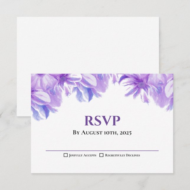 Rustic Lavender Floral Wedding RSVP Card (Front/Back)