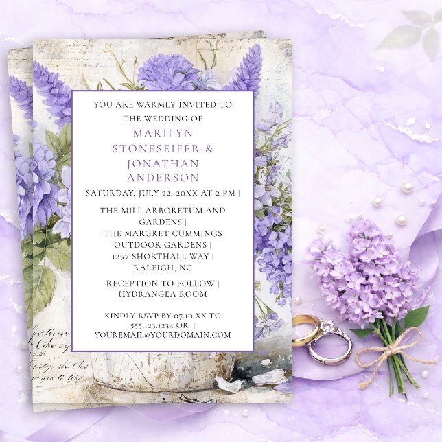 Rustic Lavender Flowers Tin Bucket Wedding | Invitation (Creator Uploaded)