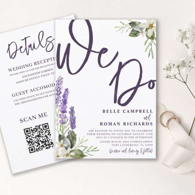 Rustic Lavender & Foliage All-In-One Wedding Invitation (Creator Uploaded)