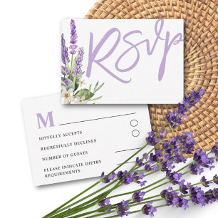 Rustic Lavender & Foliage Watercolor Wedding RSVP Card