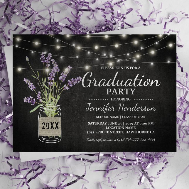 Rustic Lavender Graduation Party Class of 2026 Invitation (Creator Uploaded)