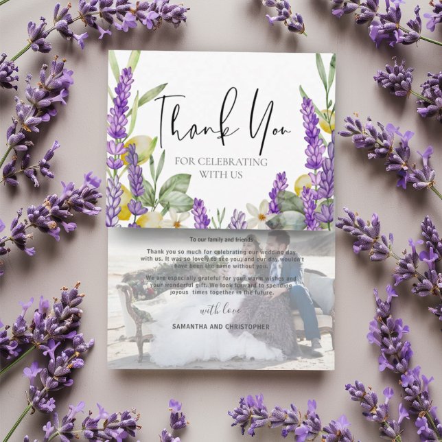 Rustic Lavender & Lemons Wedding Thank you  Card (Creator Uploaded)