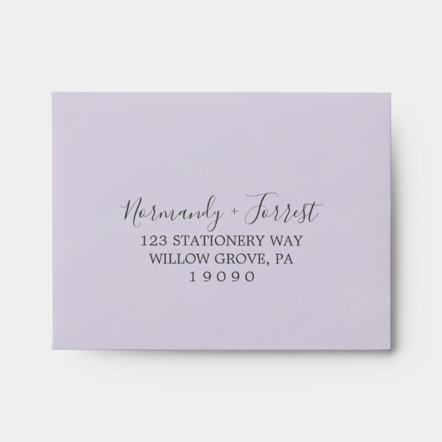 Rustic Lavender | Light Purple Self-Addressed RSVP Envelope (Front)
