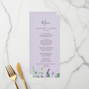 Rustic Lavender Light Purple Wedding Menu