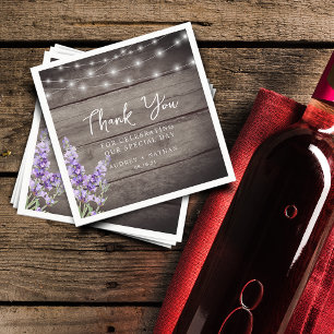 Rustic Lavender Lights Wedding Thank You Napkin