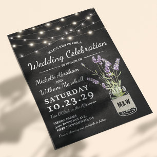Rustic Lavender Mason Jar Lights Wedding Invitation