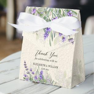 Rustic lavender personalised favour boxes