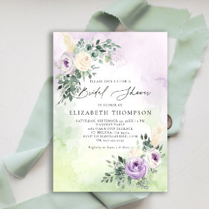 Rustic Lavender Purple Boho Chic Bridal Shower Invitation