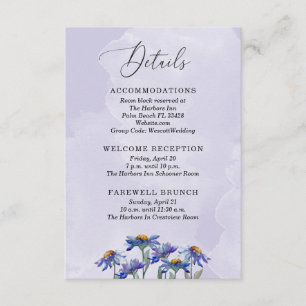 Rustic Lavender Purple Daisies Wedding Details Enclosure Card