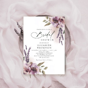 Rustic Lavender Purple Floral Chic Bridal Shower Invitation