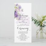 Rustic Lavender Purple Floral Wildflowers Program Invitation<br><div class="desc">Rustic wedding programs in lavender,  purple,  and mauve watercolor wildflowers spread over a background of light purple watercolor splashes makes a romantic statement for your boho wedding.</div>