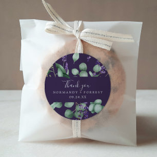 Rustic Lavender Purple Thank You Favour Sticker