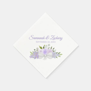 Rustic Lavender Purple Watercolor Floral Wedding Napkin