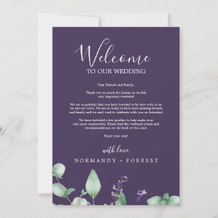 Rustic Lavender Purple Welcome Letter & Itinerary